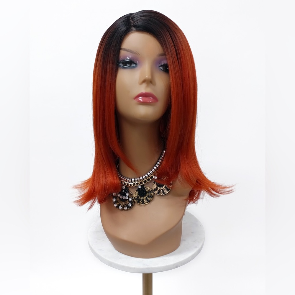 Partial Pre-Cut Lace Front Red Long Straight Texturized Heat Safe Wig